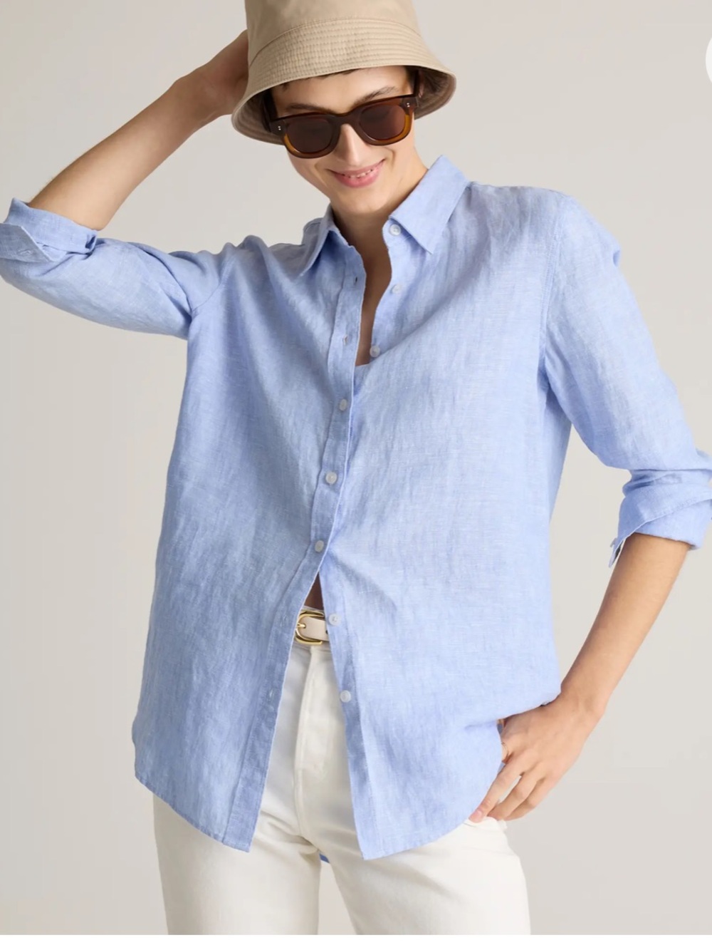 Quince 100% European Linen Button Down Shirt Sz:L Light Blue - Picture 3 of 11